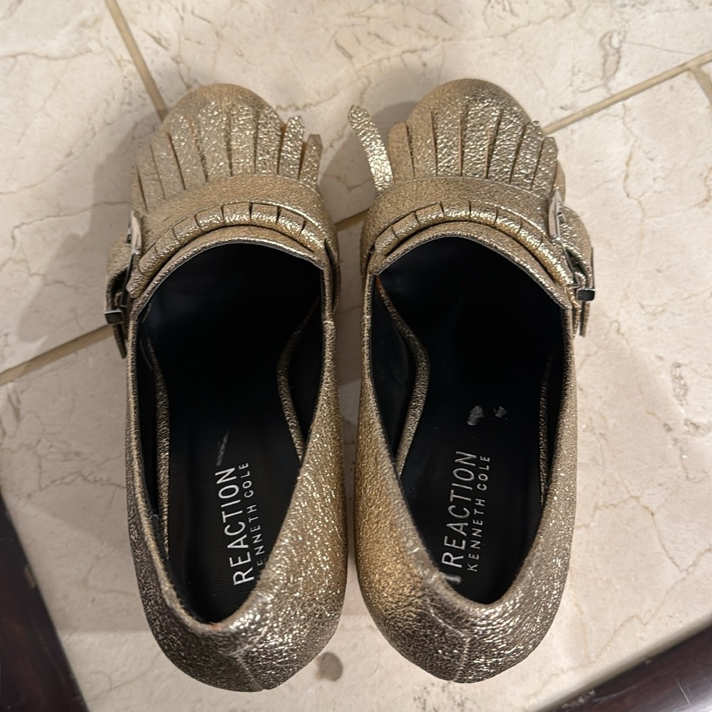 Kenneth Cole reaction Womens Block Heel Gold Size 8 - Picture 6 of 7